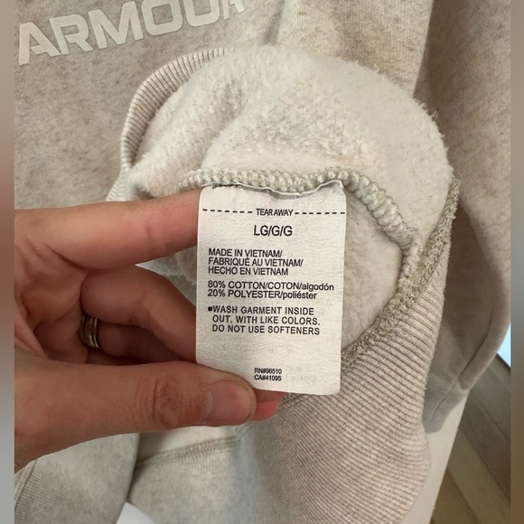 Under Armour Rival Logo Fleece Hoodie Sweatshirt Women’s Size Large Heather Oat - Picture 4 of 6